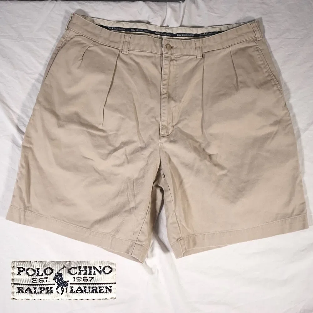 Vintage Polo Ralph Lauren Tyler Shorts Tan Beige Chino 38